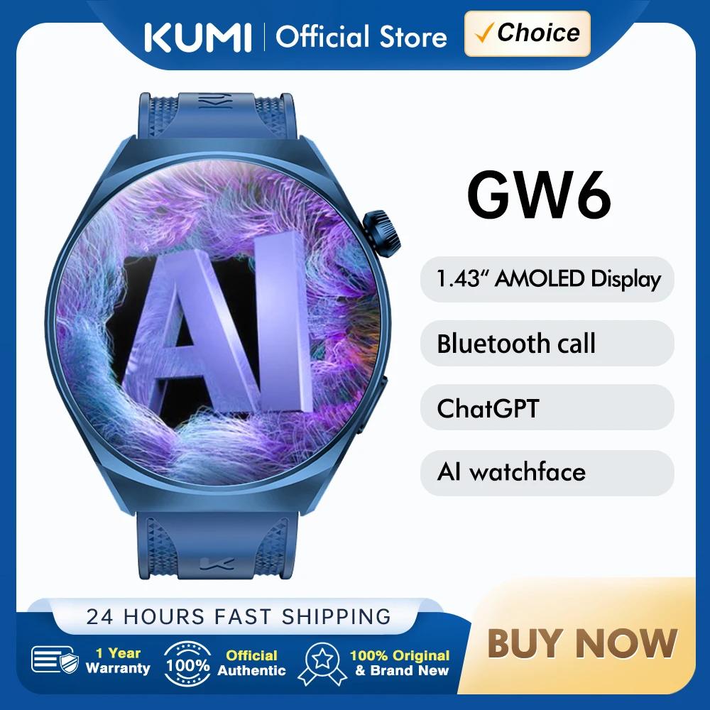 KUMI GW6 AMOLED ũ  ȭ, IP68  NFC 100 +  ɹڼ    Ʈ ġ, 1.43 ġ